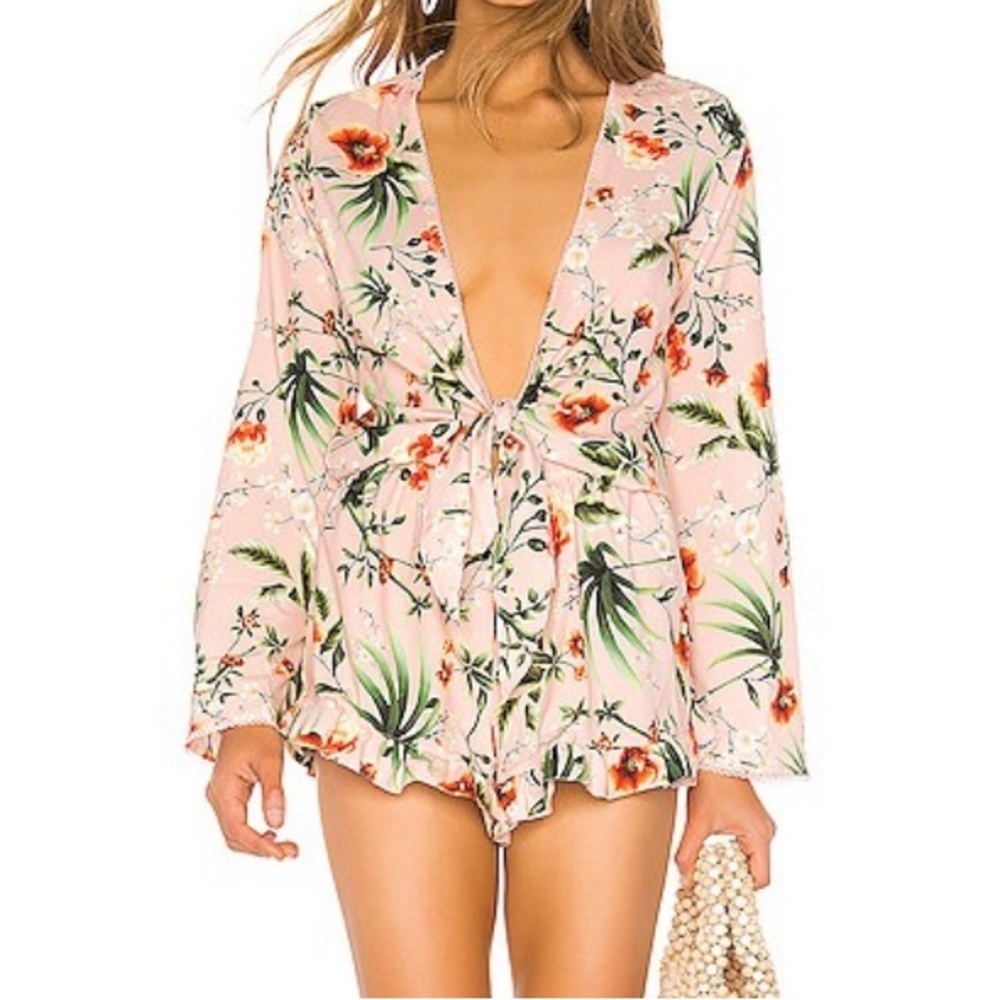 Agua Bendita Satin Pink Larissa Romper SIZE MEDIUM